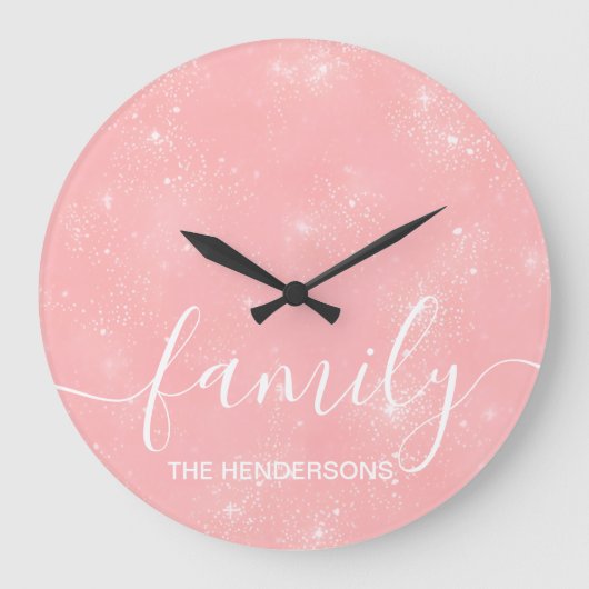 Einfaches elegantes Zeilenmotiv Rosa Große Wanduhr (Vorderseite)