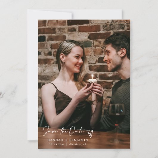 Einfaches elegantes, zeitgemäßes, dumpfes Blue QR  Save The Date (Vorderseite)