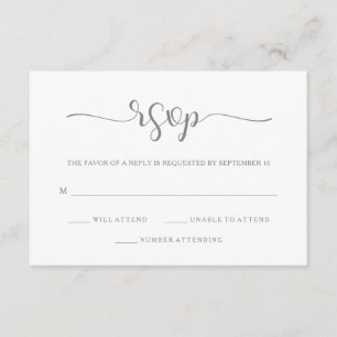 Einfaches Eleganz- minimales graues und weißes RSVP Karte