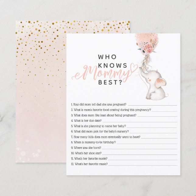 Einfaches Elephant & Balloon Baby Showspiel (Vorne/Hinten)