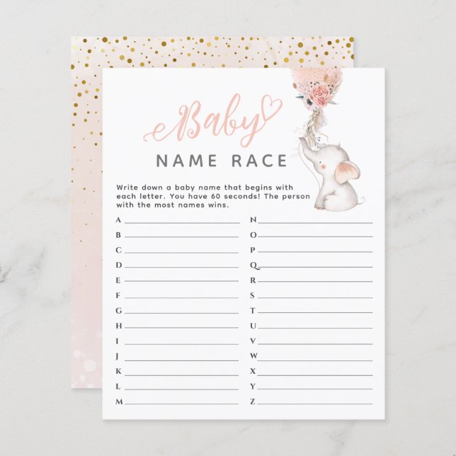 Einfaches Elephant & Balloon Baby Showspiel (Vorne/Hinten)