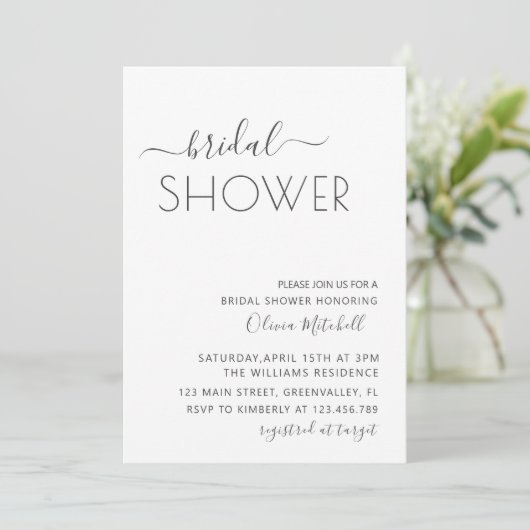 Einfaches Elgant Classic & Minimal Brautparty Einladung (Stehend Vorderseite)