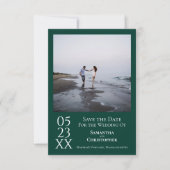 Einfaches Emerald Green Modernes Minimal Foto Hoch Save The Date (Vorderseite)