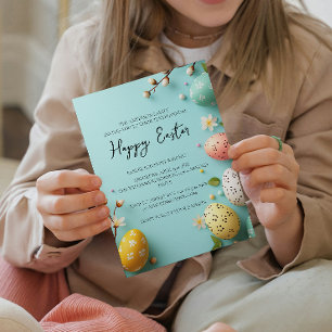 Einfaches Ende Elegante Blumen und Eier Happy Oste Einladung