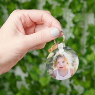Einfaches Erinnerungsstück mit zwei Kinderfotos Schlüsselanhänger