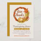Einfaches Erntedank Dinner Aquarell Pumpfall Einladung (Vorne/Hinten)