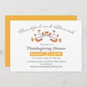 Einfaches Erntedank Dinner Aquarellfarben Blume fa Einladung (Vorne/Hinten)