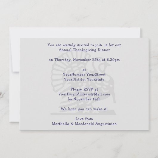 Einfaches ERNTEDANK-DINNER Einladung (Rückseite)