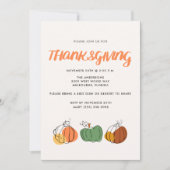 Einfaches Erntedank Dinner Fall Pumpkin Einladung (Vorderseite)