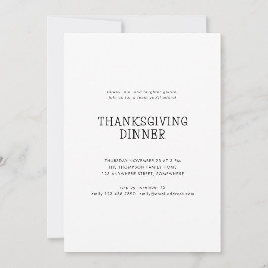 Einfaches Erntedank Schwarz-weiß Einladung (Vorderseite)