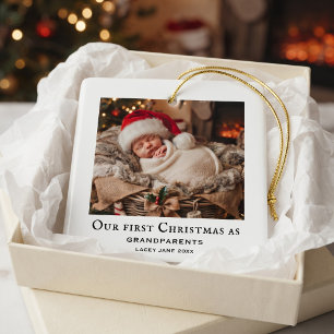 Einfaches erstes Weihnachten der Großeltern Baby-F Keramikornament