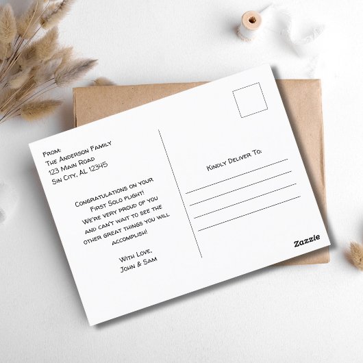Einfaches Erstflugzeug, Personalisierte Luftfahrt Postkarte