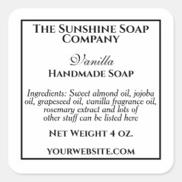 Einfaches Etikett für Schwarz-Weiß-Kosmetika Quadratischer Aufkleber