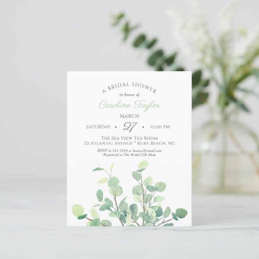 Einfaches Eukalyptus Branches Grünes Brautparty (Stehend Vorderseite)