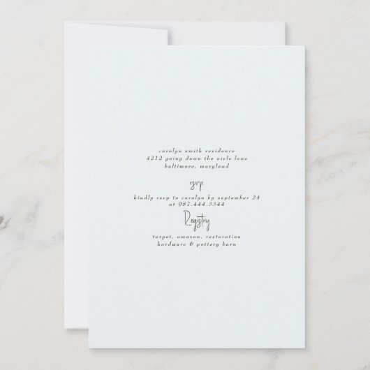 Einfaches Eukalyptus-Brautparty Einladung (Rückseite)