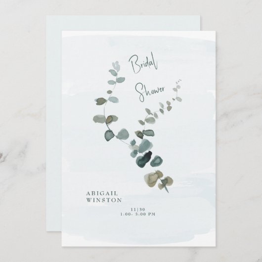 Einfaches Eukalyptus-Brautparty Einladung (Vorne/Hinten)