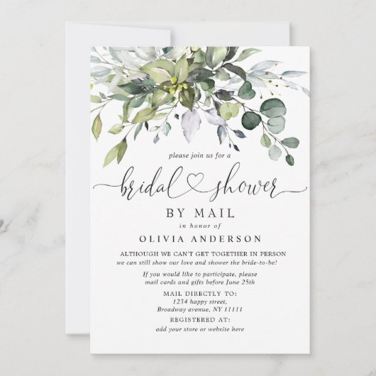 Einfaches Eukalyptus-Brautparty per Post Einladung (Vorderseite)