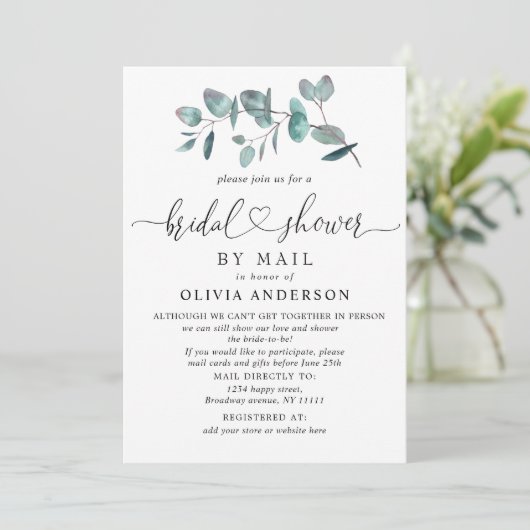 Einfaches Eukalyptus-Brautparty per Post Einladung (Stehend Vorderseite)