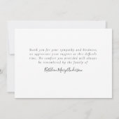 Einfaches Eukalyptus-Foto Beerdigung-Beileid Dankeskarte (Rückseite)