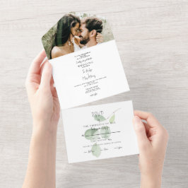 Einfaches Eukalyptus-Foto für beide Eltern All In One Einladung