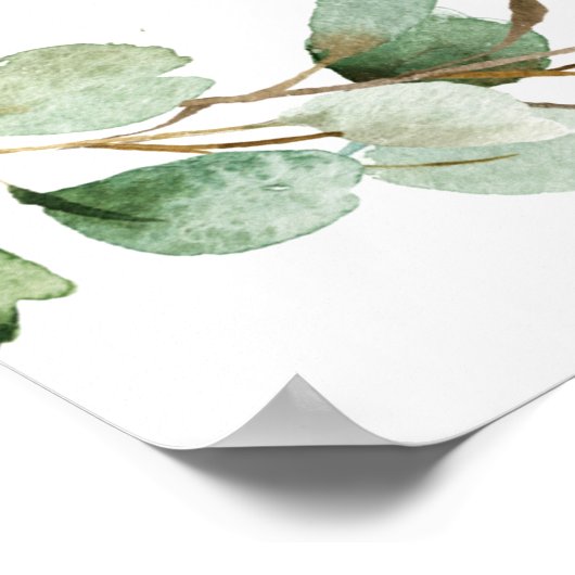 Einfaches Eukalyptus Greenerity Wedding Willkommen Poster (Ecke)