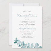 Einfaches Eukalyptus Hochzeitsdinner Probe Einladung (Vorderseite)