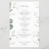 Einfaches Eukalyptus-Hochzeitsmenü Flyer (Vorne)