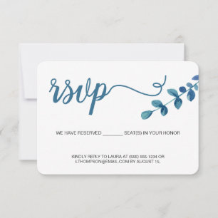 Einfaches Eukalyptus-Wasserfarben-Motiv RSVP ohne  Karte