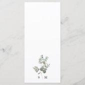 Einfaches Eukalyptus Wedding Menu Menükarte (Rückseite)