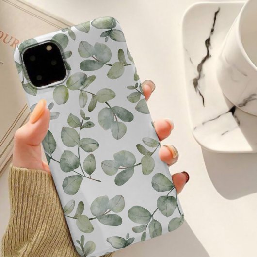 Einfaches Eukalyputus-Muster für grünes Wasserfarb Case-Mate iPhone Hülle