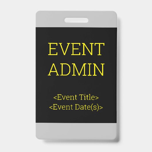 Einfaches "EVENT ADMIN"-Abzeichen Ausweis (Vorderseite)