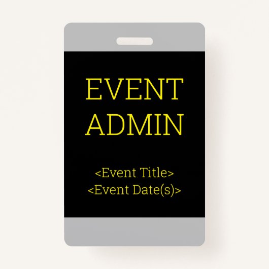 Einfaches "EVENT ADMIN"-Abzeichen Ausweis (Vorderseite)
