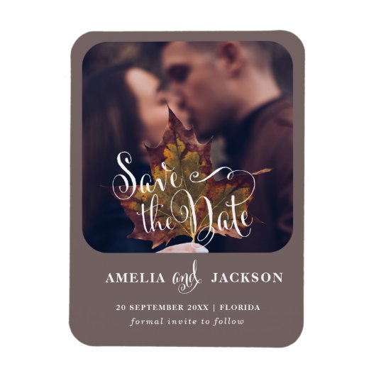 Einfaches Fall-Foto Save the Date Magnet (Vertikal)