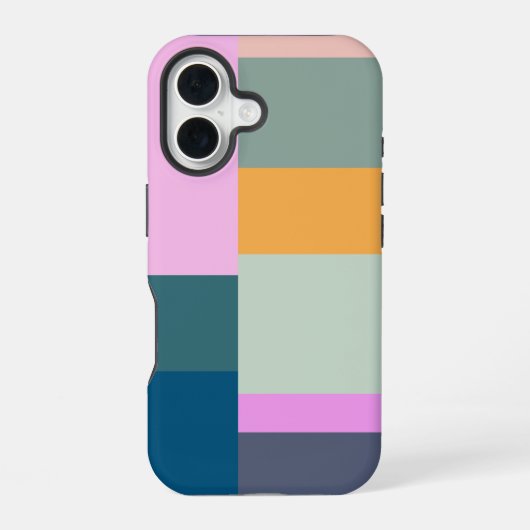 Einfaches farbenfrohes Patchwork-Design mit geomet iPhone 16 Hülle (Rückseite)
