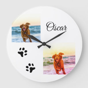 Einfaches farbenfrohes Tier Namensfoto individuell Große Wanduhr