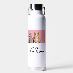 Einfaches farbenfrohes Tier Namensfoto individuell Trinkflasche