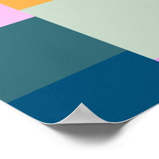 Einfaches farbiges Patchwork Geometrische Formen D Poster (Ecke)