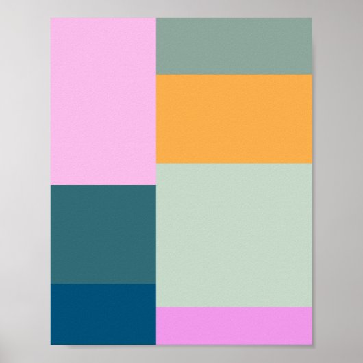 Einfaches farbiges Patchwork Geometrische Formen D Poster (Vorne)