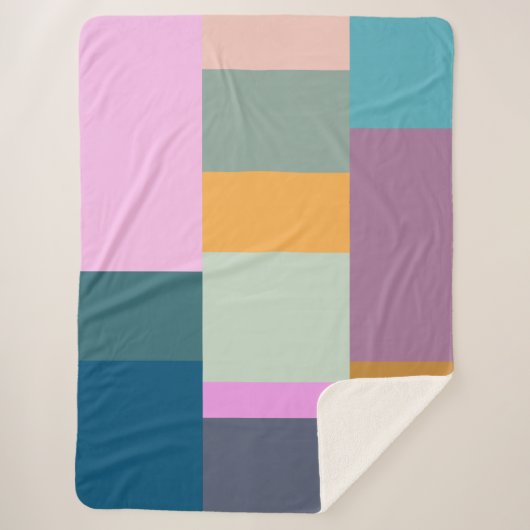Einfaches farbiges Patchwork Geometrische Formen D Sherpadecke (Vorderseite)