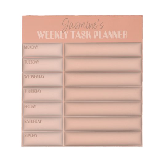 Einfaches, farbiges und funktionelles Wochenarbeit Notizblock (Vorderseite)