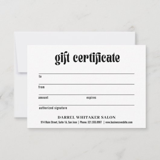 Einfaches, feines schwarzes, modernes Geschenkzert (Rückseite)