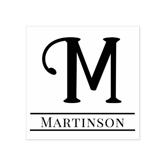 Einfaches, feines Single Anfangsmonogramm Name #10 Gummistempel (Prägung)