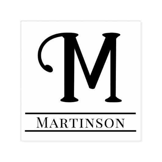 Einfaches, feines Single Anfangsmonogramm Name #10 Permastempel (Design)