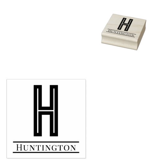 Einfaches, feines Single Anfangsmonogramm Name #12 Gummistempel (Stempel)