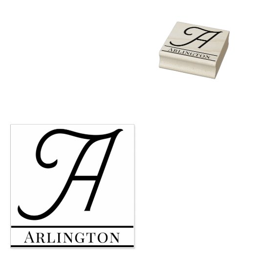 Einfaches, feines Single Anfangsmonogramm Name #12 Gummistempel (Stempel)