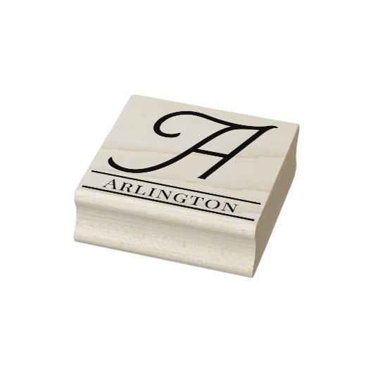 Einfaches, feines Single Anfangsmonogramm Name #12 Gummistempel (Stempel)