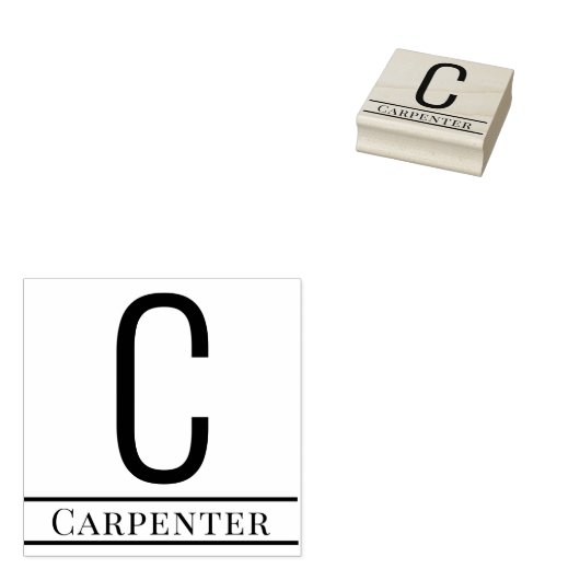 Einfaches, feines Single Anfangsmonogramm Name #13 Gummistempel (Stempel)