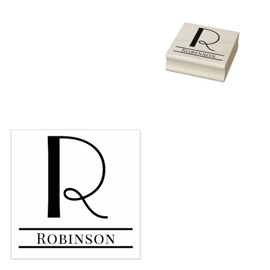 Einfaches, feines Single Initial Monogram Name #7 Gummistempel (Stempel)