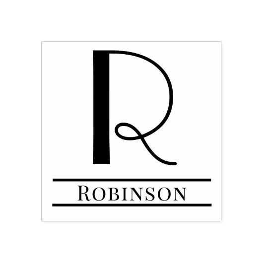 Einfaches, feines Single Initial Monogram Name #7 Gummistempel (Prägung)