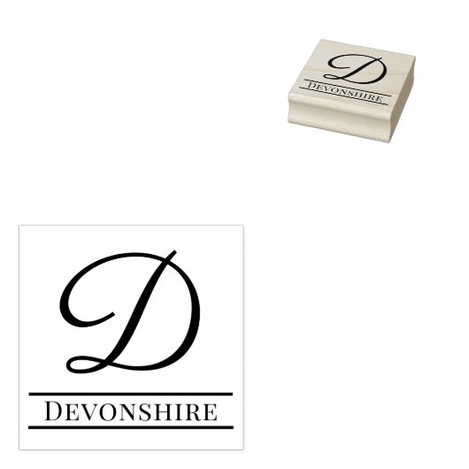 Einfaches, feines Single Initial Monogram Name #8 Gummistempel (Stempel)